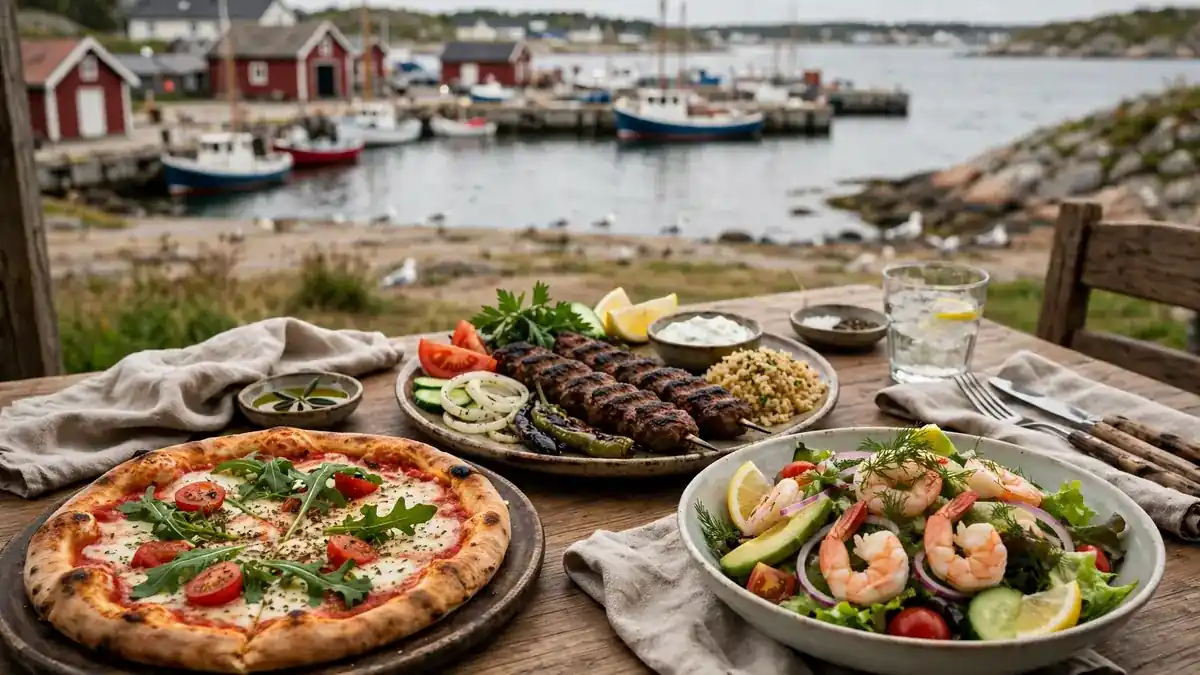 Dagens lunch i Falkenberg – pizza, sallad och thaimat serverat till lunch