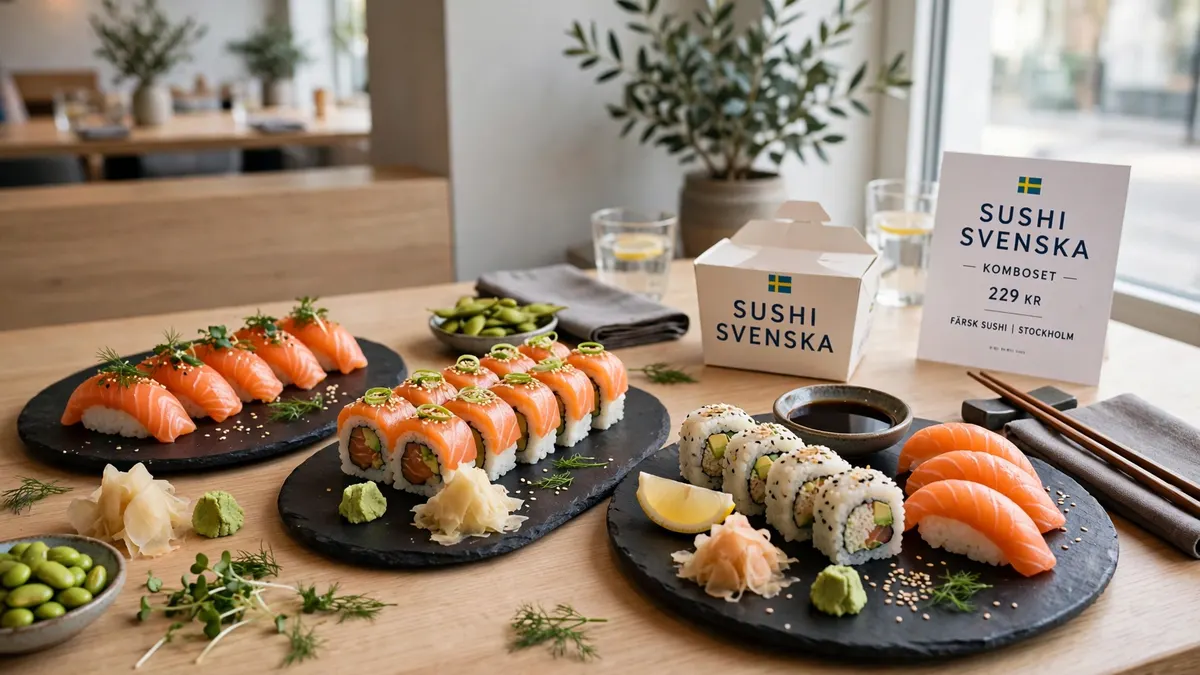 Sushi från Sushi Yama – nigiri, makirullar och bowls serverade på ett fat